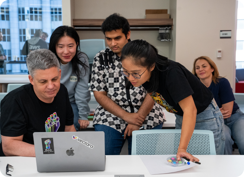 Teams collaborating during the hackathon